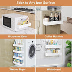 Mystozer Magnetic Spice Rack for Refrigerator, Kitchen Organizer and Storage Shelf, White (6 Pack)…