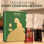 FLAIROSOL OLIVIA SIGNATURE Advanced Kitchen Oil Sprayer Technology, Fine Mist & Portion Control, Refillable Glass Olive Oil Cooking Spray Bottle for Air Fryer, Salad, BBQ, 2 Pack 200ml (White)