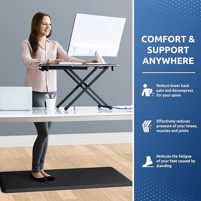 KitchenClouds Kitchen Mat Cushioned Anti Fatigue Kitchen Rug 17.3"x39" Water Resistant Non Slip Kitchen Rugs and Mats Standing Desk Mat Comfort Floor Mats for Kitchen House Sink Office (Black)