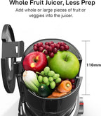 SIFENE Cold Press Juicer, 4" Wide Feed Chute Masticating Juicer with 63RPM Slow Grind, High Juice Yield Fruit & Vegetable Juicer Machine, Easy to Clean with Reverse Function, BPA-Free, Gray