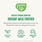GreenLife Ceramic Electric Milk Frother, 10oz, 4-in-1, Auto Hot and Cold Foam, Dense and Light Foam, PFAS Free, Cordless Milk Warmer and Steamer for Latte, Coffee, Pink