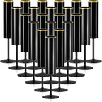 24 Pack Champagne Flute Acrylic 5.4 Oz Black Champagne Flutes Gold Rim Disposable Champagne Glasses Wedding Toasting Glasses Reusable Square Stemmed Wine Glasses for Wedding Christmas Halloween