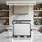 Panini Press,4 Slices Contact Grill with Removable Non-Stick Coated Grill and Flat Plates,Panini Makers with Temperature Control and Timer,Open 180 Degrees,Grill and Griddle (Silver with digital)