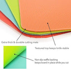 Simply Genius Plastic Cutting Boards - Flexible Color Coded Cutting Board Set - Textured Grip Odor-Resistant Dishwasher-Safe Chopping Mat - Pack of 4-8 in x 11 in - Multicolor