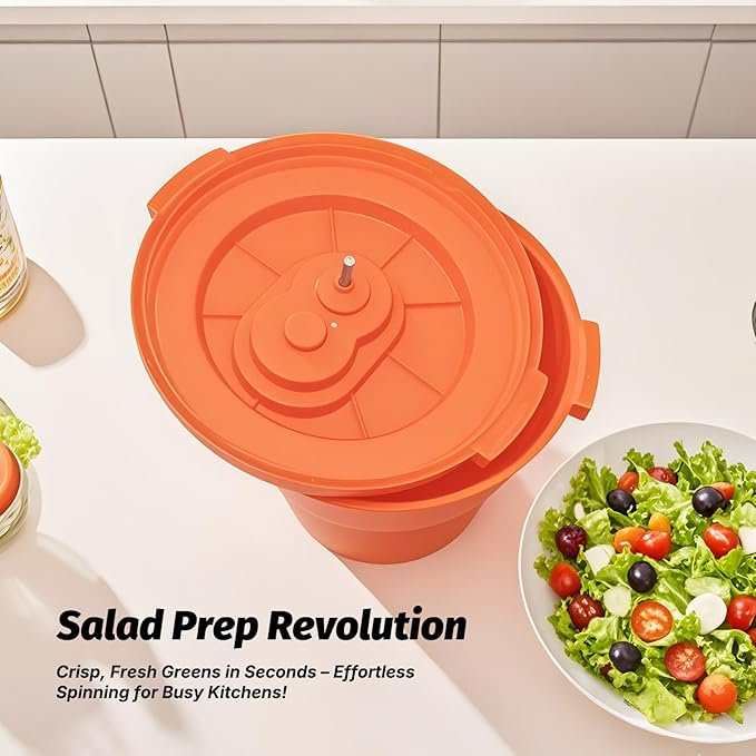 CMI 2.5 Gal/10 Qt Large Commercial Salad Spinner Jumbo Manual Lettuce Dryer-Dries up to 4 Heads of Lettuce, Orange (SP-9.5)