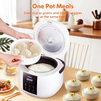 Rice Cooker Small,6-Cup (Uncooked) / 12-Cup (Cooked),6-in-1 Multi Cooker,Electric Smart Rice Cooker,Portable Non-Stick Rice Maker With Steamer Basket,12 Hours Timer Delay & Keep Warm Function