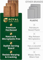 ROYAL CRAFT WOOD Wooden Cutting Boards for Kitchen Meal Prep & Serving - Bamboo Wood Serving Board Set with Deep Juice Groove Side Handles - Charcuterie & Chopping Butcher Block for Meat