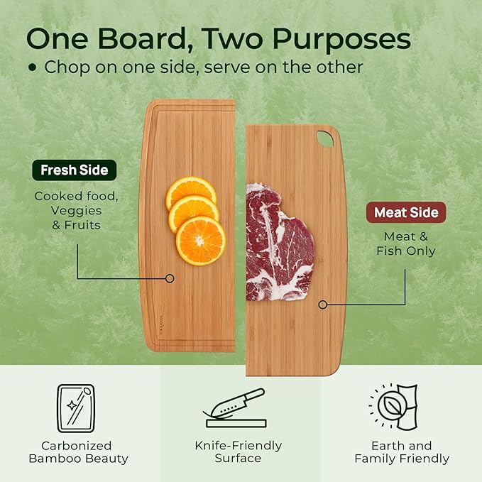 Keechee Dishwasher Safe Bamboo Cutting Boards Durable Lightweight Wood Cutting Board for Busy Kitchen, Easy Clean Wooden Chopping Boards with Juice Groove Set of 3 (L+M+S)