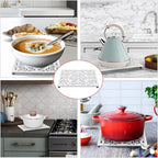 Sumnacon 2 Pack Rectangle Cast Iron Trivets, Rustic Iron Hot Dish Plate Trivet for Kitchen Countertop Dining Table (White, 9.6 x 6.3 Inch)