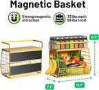 Magnetic Shelf for Fridge with Wood Lid, Fruit Potato and Onion Storage Bins, Pantry Organizers & Storage, Large Container Magnetic Spice Rack for Refrigerator, Kitchen Counter, Cabinet (Yellow, 1)