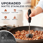 304 Stainless Steel Meat Chopper & Masher, Coinicxcel 10 Inch Heat Resistant Ground Beef Chopper Tool with 6 Curve Blades & Ergonomic Non-Slip Handle, Heavy-Duty Hamburger Smasher Tool Dishwasher Safe
