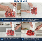 Compact Vacuum Sealer for Food with Visible Tank, Handheld Vacuum Sealer Machine, Includes 30 Reusable Bags, Seal Food 6X Fresh Longer, Wireless & Portable, Suitable for Kitchen and Travel, White