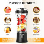Portable Blender Dual Mode 18000RPM 20Oz Blending Cup Ice Crushing Smoothie Frozen Fruit Mini Home Gym Travel(Black)