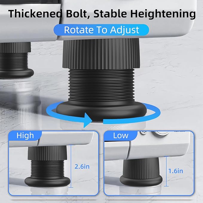 Microwave Risers - Adjustable Height (1.6in-2.6in) Microwave Oven Feet, 4-Pack Non-Slip Microwave Cooling Stand for Small Appliances (Microwave, Air Fryer) & Furniture (Sofa, Table) Black