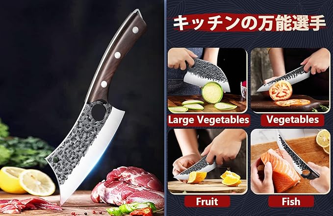 DRGSKL Serbian Chef Knife Set, Hand Forged Knife Set with Bag, Full Tang Kitchen Knife Sets with High Carbon Steel, Meat Cleaver Butcher Boning Knife for Brisket Trimming, Gift for Men Women