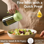 SWEET VIEW 2PCS Olive Oil Dispenser and Oil Sprayer – 16oz/470ml Glass Light-Proof Oil Pourer for Kitchen Air Fryer, Cooking, Salad, and BBQ, with Stickers