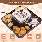Electric Smores Maker - Indoor Smores Kit with 4 Detachable Trays, 4 Stainless Steel Forks - Flameless Smores Maker Tabletop Indoor Kit (Black)