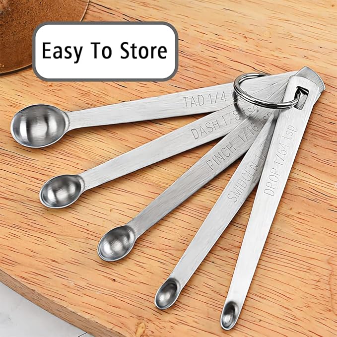 5PCS 1/32 Teaspoon(1/32tsp, 0.16ml, Smidgen) Single Tiny Measuring Spoon, Small Individual Stainless Steel Measure Spoons Only