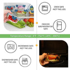 HOMBERKING Glass Food Storage Containers with Lids, [18 Piece] Glass Meal Prep Containers, Airtight Lunch Bento Boxes, BPA-Free & Leak Proof (9 lids & 9 Containers) - Deep Blue