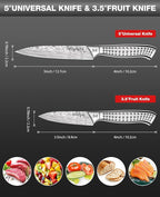 MOSFiATA 2pcs knife set，Stainless Steel Handle, Knives Set for Kitchen, Chef Knife Set Come with Gift Box