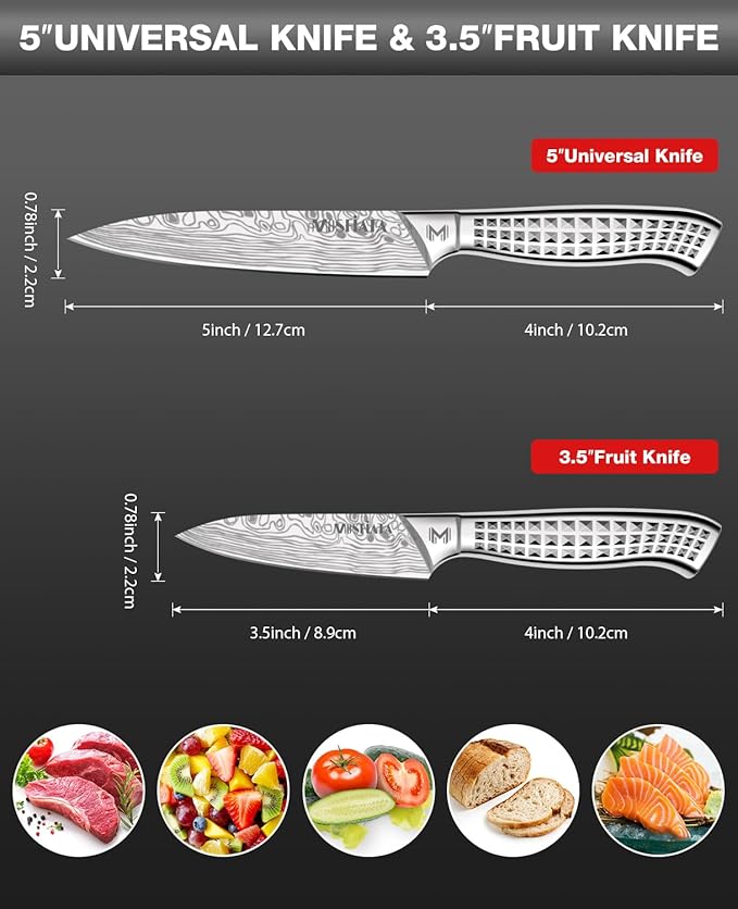 MOSFiATA 2pcs knife set，Stainless Steel Handle, Knives Set for Kitchen, Chef Knife Set Come with Gift Box