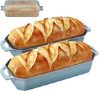 Flavehc Bread Pan Cast Iron Loaf Pan with Lid Bread Loaf Pan 13x5 Inch Enameled Cast Iron Sourdough Bread Pan, LightBlue