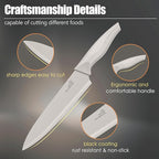 HaWare Knife Set, 21 Pieces Stainless Steel Kitchen Knife Block Set, Khaki Chef Knife Sets with Measuring Spoon & Slicer for Home, 6 Steak Kinves, Sharp Blade & Light Weight Cutlery, Ergonomic Handle
