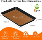 SpaceTrove 8-Pack Serving Tray Set, Reusable Plastic Serving Platter for Party Supplies, Entertaining, Grilling Accessories, Stackable Kitchen Snack Container for Dessert, Fruit, Cookie, (Black)