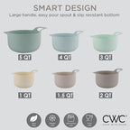COOK WITH COLOR Nesting Plastic Mixing Bowl Set with Pour Spouts and Handles, Mint, 6 Piece Non-Slip