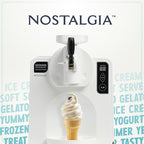 Nostalgia Easy-Dispensing Soft Serve Ice Cream & Frozen Dessert Machine, Makes 1 Quart of Ice Cream, Milkshakes, Frozen Yogurt, Gelato in Minutes, Ice Cream Sandwiches, With LED Display, White