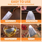 TamBee 8" x 10" Tea Bags DIY Disposable Bag Reusable Tea Bags for Loose Tea Empty Drawstring Seal String Bag Non Woven for Coffee Cook Bath Desiccant 100 Pcs