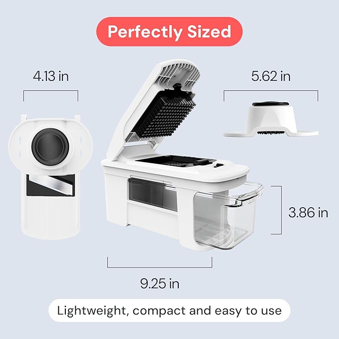 Fullstar XL Vegetable Chopper & Mandoline Slicer – Vegetable, Onion, Potato, Food, Veggie & Fruit Slicer, Dicer & Spiralizer with Pull-Out Catch Tray, Kitchen Gadgets & Gifts (11 in 1, White)