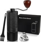 Non-Detachable Manual Coffee Grinder with 25 Level Stainless Steel Conical Burr Portable Aluminum Coffee Bean Grinder Gift Set Suitable for Moka Pot Espresso Pour Over Easy Cleaning with Brush