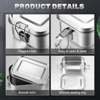 Umigy 4 Pcs Stainless Steel Food Containers Metal Bento Lunch Box Stainless Steel Food Storage Containers, Lockable Clips to Leak Proof, Reusable Dishwasher Snack Boxes for Work (550ml)
