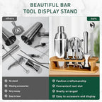 CasaCulina Cocktail Shaker Set Mixology Bartender Kit with Stand, 17 Piece Bar Tool Set: Martini Shaker, Jigger, Strainer, Mixer Spoon, Muddler, Liquor Pourers for Drink Mixing Bartending Kit(Silver)