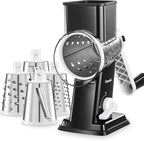 Geedel Rotary Cheese Grater - Upgraded Vegetable Shredder with 4 Interchangeable Blades, Easy to Clean Cheese Shredder with Handle, Kitchen Grater Nuts Grinder for Cutting Cheese, Vegetable, Nuts