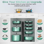 ORDORA Pots and Pans Organizer under Cabinet, 8 Tier Pot Organizers Rack Expandable 11.65" to 19.02" Height with 3 DIY Methods, Adjustable Pan Organizer inside Cabinet Kitchen Storage Organization