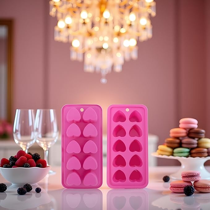 1Pc Pink Tray Heart Ice Cube Tray, BPA Free Shaped Ice Cube Trays for Drinks, Dishwasher Safe Silicone Molds for Making Candle, Candy, Specialty Tools and Gadgets