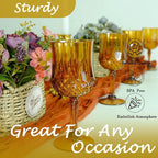 Plastic Wine Glasses, Plastic Goblets Vintage Style Cordial Unbreakable Drinking Glasses, Reusable Drinkware for Wedding Reception, Grand Event Party Supplies (100, Amber)