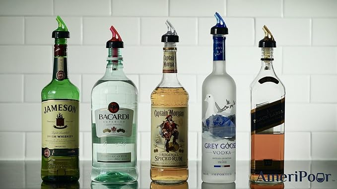 Measured Pourer - Liquor Bottle Pourers - Collared -(10pk) Made 100% In The USA. Bar Spouts That Don't Leak - No Cracks, Just A Perfect Cocktail Pour Everytime. Great for Wine Too! (2oz)