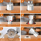 6 Cup Aluminum Espresso Stovetop Moka Pot Express Coffee Maker Percolator Italian Classic Mocha Coffee Machine for Italian and Cuban Cafe Brewing for Home & Camping 300ml 10oz