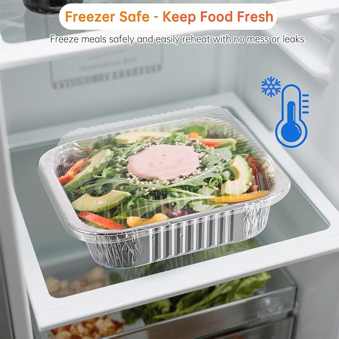 8x8 Aluminum Pans with Clear Lids - 20 Pack Disposable Baking Pans, Tin Foil Trays for Baking Cake, Cooking, Heating, Storing and Prepping Food