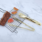 MSY BIGSUNNY Stainless Steel Buffet Tongs - 11" Kitchen Food Tong for Cooking and Serving, Set of 2, Gold