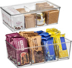 ClearSpace Pantry Organization and Storage Bins with Removable Dividers & Lids – Perfect Pantry Organizers or Kitchen Organization – Refrigerator Organizer Bins, Cabinet Organizers, 2 Pack