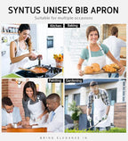 Syntus 12 Pack Bib Apron, Unisex Aprons Adjustable Thicker Version Waterdrop Resistant with 2 Pockets Cooking Kitchen Aprons for Women Men Chef, BBQ Drawing Apron Bulk, White