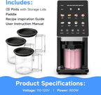 Ice Cream Maker & 10-in-1 Frozen Treat Maker, 20 oz (3 Pints), Mix-In + Re-Spin for Creamy Texture, Gelato, Sorbet, Slushie, Frozen Yogurt & Smoothie Bowls Machine for Homemade, Recipe Guide