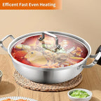 Delarlo Tri-Ply Stainless Steel Hot Pot 14 inch Everyday pan With lid, Everything Pan, Durable Deep Saute Pan, 7QT Induction Cooking Pot,Woks & Stir-Fry Pans Oven Safe Stock Pot