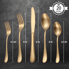 LIANYU 20 Piece Matte Gold Silverware Set, Stainless Steel Gold Flatware Cutlery Set for 4, Fancy Kitchen Utensil Tableware for Home Restaurant Party, Satin Finish, Dishwasher Safe