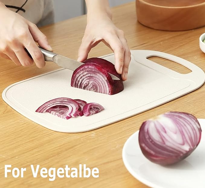 3 Pack Mini Kitchen Cutting Board Set Small Fruit Cutting Board Wheat Straw Plastic Cutting Boards Mats Dishwasher Safe, Juice Grooves, Thicker Boards Easy Grip Handle, Non Porous(13 Inch x 8.5 Inch)