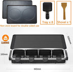 Electric Korean BBQ Indoor Grill Table Smokeless Portable Griddle Raclette Grill Nonstick with 8 Cheese Maker Pans Temperature Control & Dishwasher Safe 1300W Ideal for Parties and Family Fun